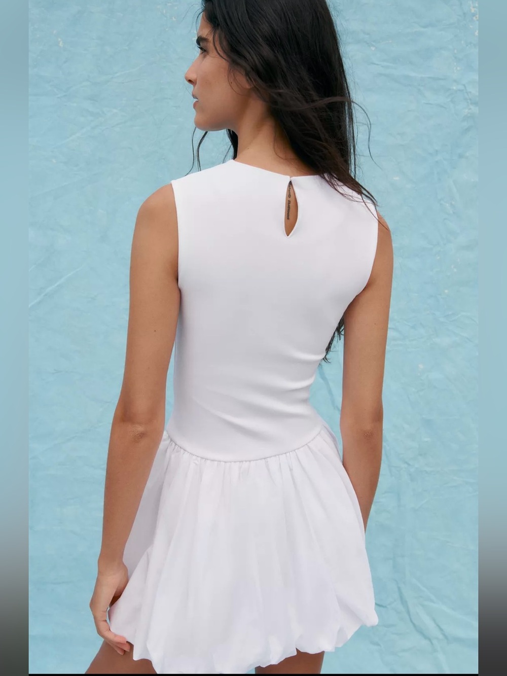 New ZARA Interlock Combination Sleeveless Bubble Hem Mini Dress - Picture 4 of 8